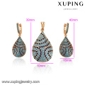 64198 Xuping especial popular estilo turco delicado azul escuro zircão pedra liga de cobre conjuntos de jóias